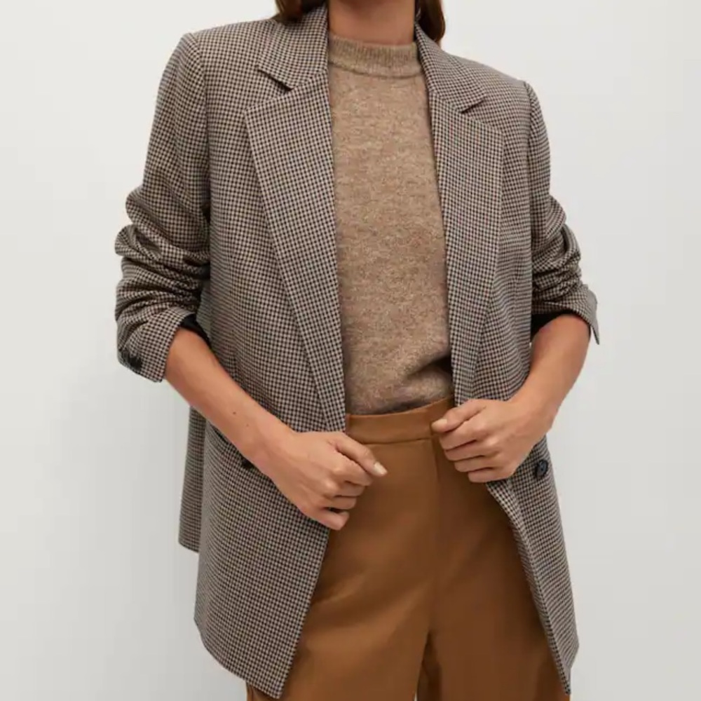 MANGO Gingham Blazer - medium